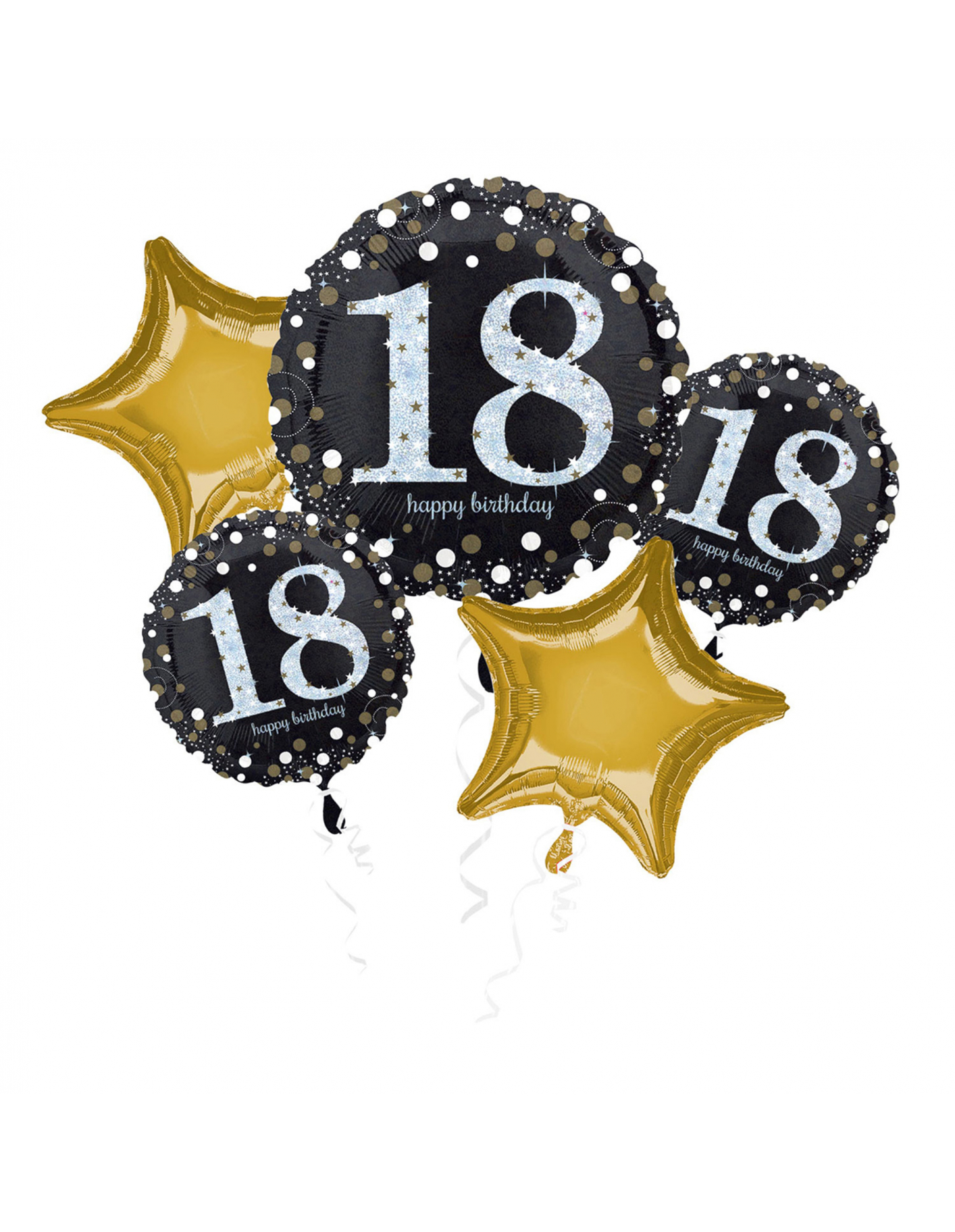 Kit Decoración Cumpleaños - Negro Y Dorado - 18 Años