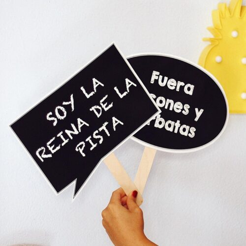 10 mensajes en bocadillos efecto pizarra personalizados