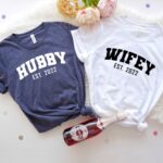 Pack 2 Camisetas pareja nombre y fecha personalizado