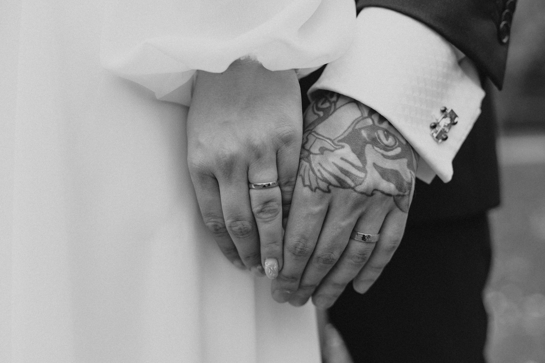 hands of newlyweds