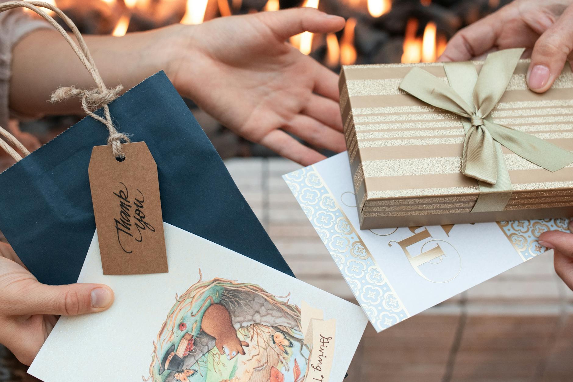people exchanging gifts