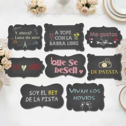 9 carteles boda efecto pizarra color