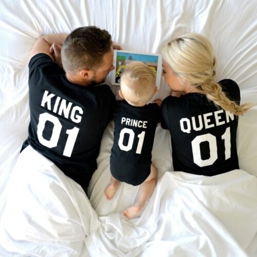 Camisetas Familia King Queen Prince de algodón