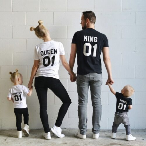 Camisetas Familia King Queen Prince de algodón